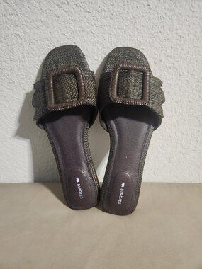 Birdies “The Kiwi” Sandal Slides in Chocolate Raffia Women’s size 10